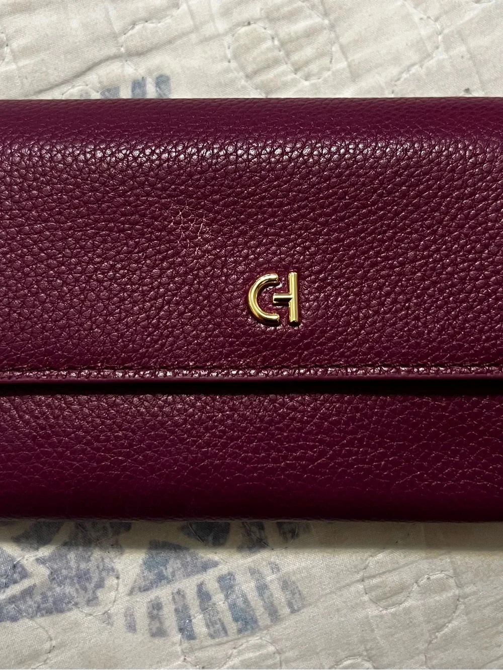 Cole Haan Pebbled Leather Wallet in Plum